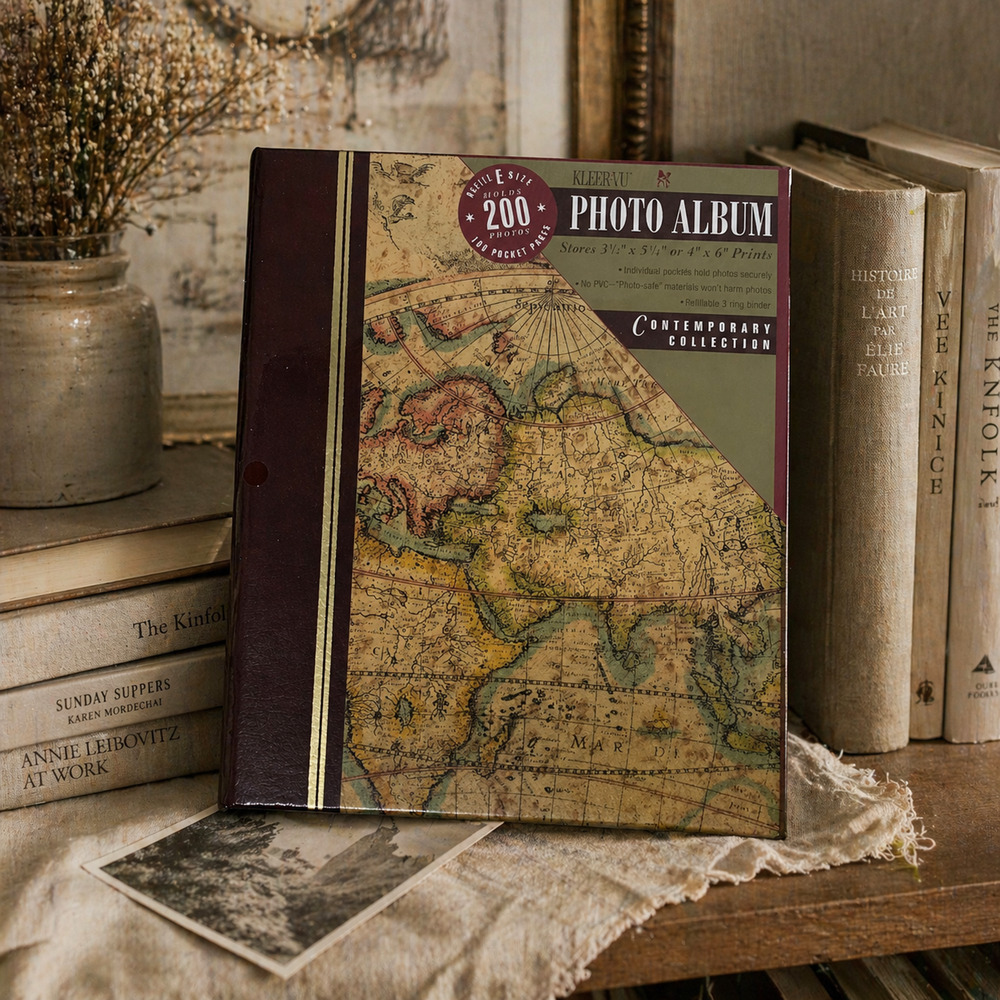 Vintage NEW Kleer Vu Photo Album Book Style Map Cover 200 Photos 4x6 3 Ring